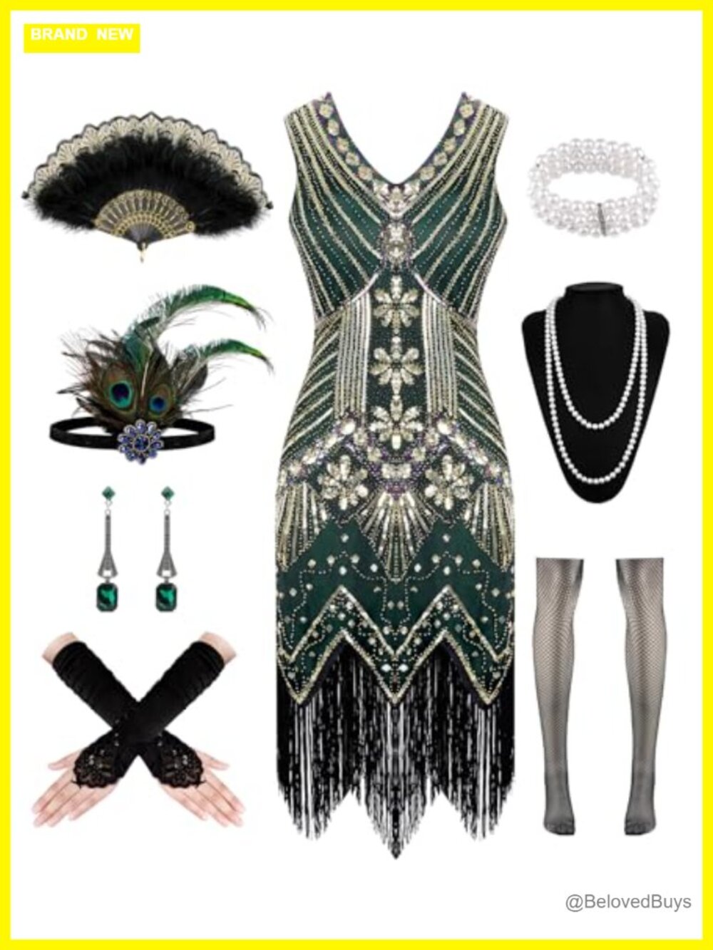 1920s Flapper Dress with Accessories Set